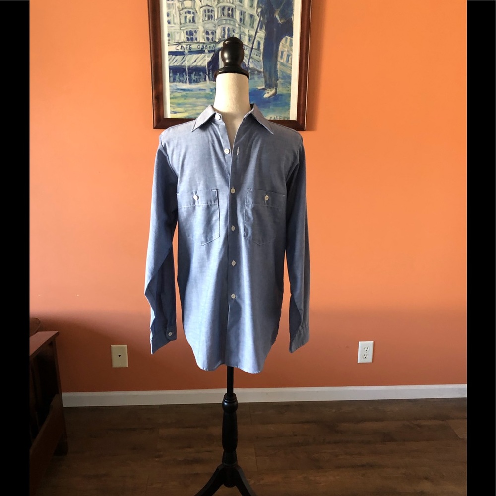 VINTAGE BIG YANK blue chambray button down shirt